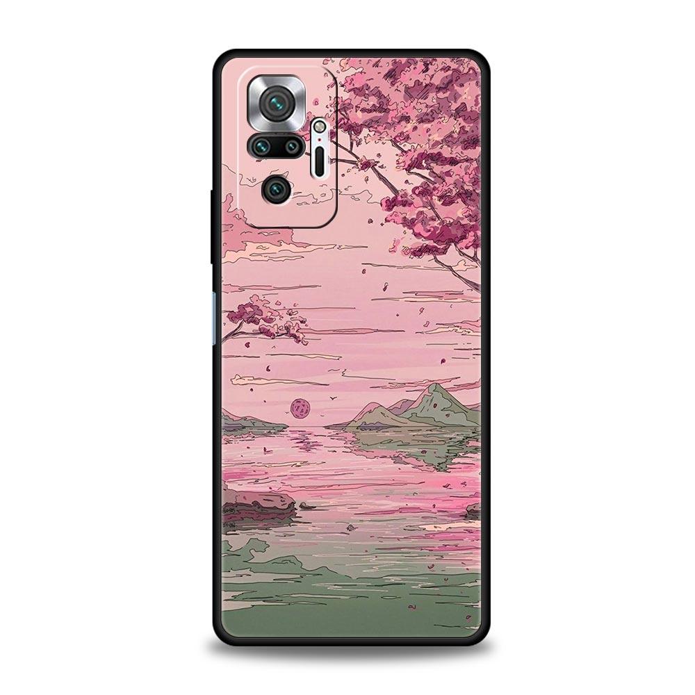 INS Korean Sunset Scenery For Xiaomi Redmi Note 12 5G Phone Case 10C 10 11 9 8 Pro Plus 9S 7 8T 9T 9A 8A 9C K50 K40 Gaming Cover