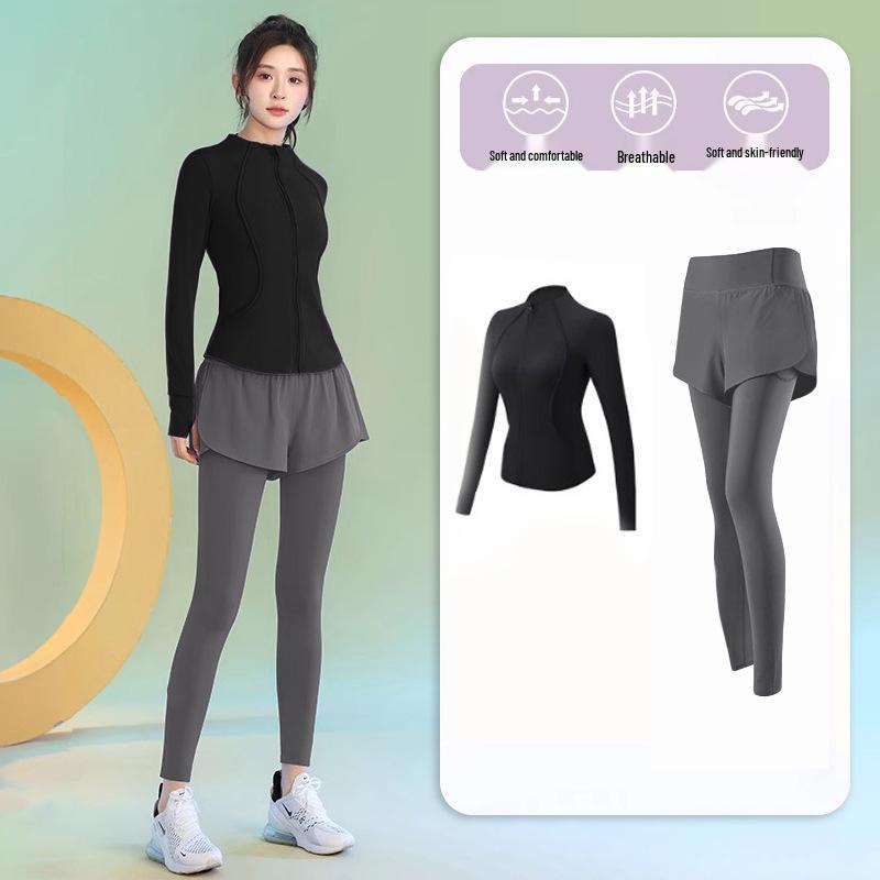 Женский комплект для похудения 2025 года для утренней пробежки и йоги - Фитнес-одежда с длинным рукавом и быстрой сушкой