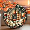 Винтажная круглая деревянная табличка Cheers & Good Friends размером 8x8 дюймов — настенное искусство в стиле ретро для баров, кафе, домов и открытых террас — состаренный вид