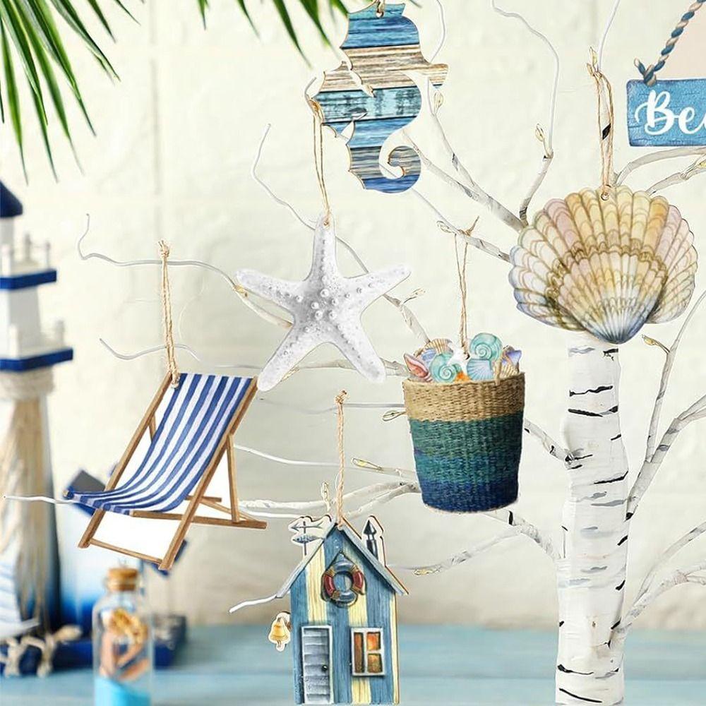 24 шт. Деревянные морские животные Подвесной кулон Черепаха Морской конек Морская жизнь Украшения Декор для дома Спальни