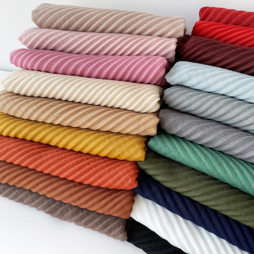 Solid Color Imitation Cotton and Linen Scarf for Women, 90CM Pleated Square Scarf, Headscarf Scarf