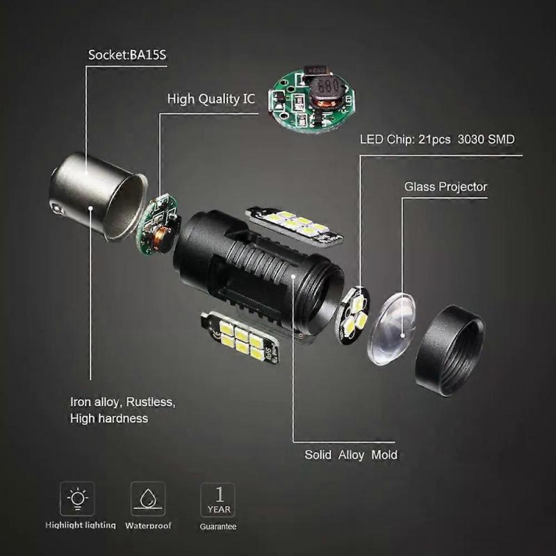 LIGHTP21W 1156 BA15S Canbus Светодиодная Автомобильная Лампа 3030SMD Светодиодный Фонарь Заднего Хода DRL 12В 24В Универсальная Автомобильная Лампа