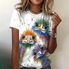 Женская уличная мода футболка с 3D-принтом в виде животных из мультфильмов с короткими рукавами, универсальный повседневный свободный топ с круглым вырезом, женская одежда