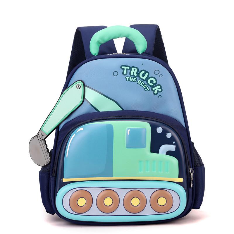 Backpack Cartoon Childrens With Excavator Design And Letter Print For Use Daily