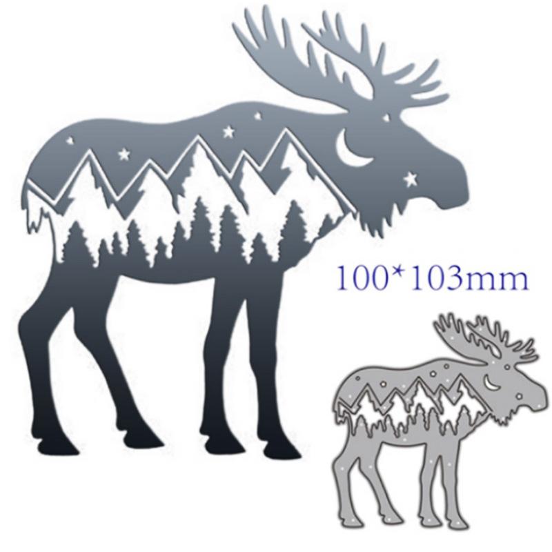 Медведь и северный олень, рождественский олень, металлические трафареты для скрапбукинга, тиснение, трафареты для изготовления карт, ремесленный декор