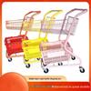Double-Layer White Retail Service Cart with Basket