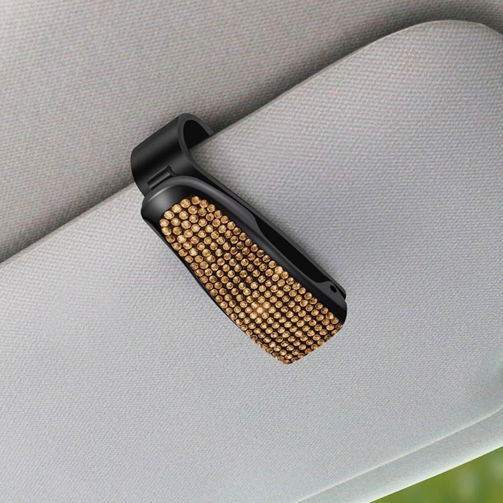 Crystal Sunglasses Clip Portable Sun Visor Mount Car Decoration Car Sunshade Glasses Case Women