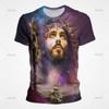 Летний топ с круглым вырезом и 3D-принтом Христа Иисуса, модная повседневная мужская футболка с короткими рукавами