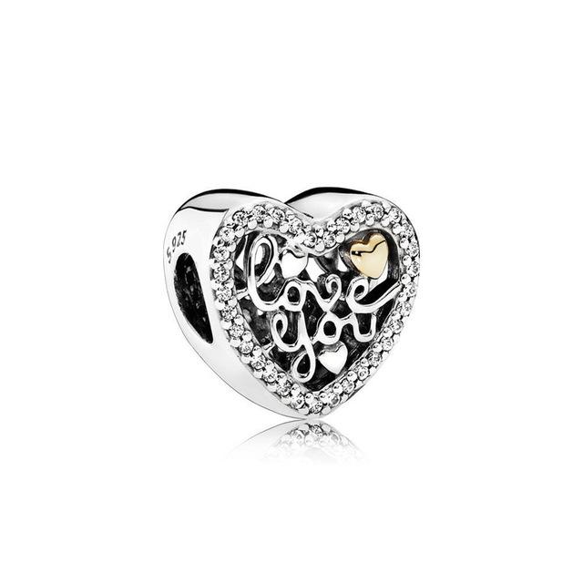 New 925 Silver Heart Shape Love Family Flower Rainbow Diy Fine Beads Fit Original Pendant Charms Silver 925 Bracelet Jewelry