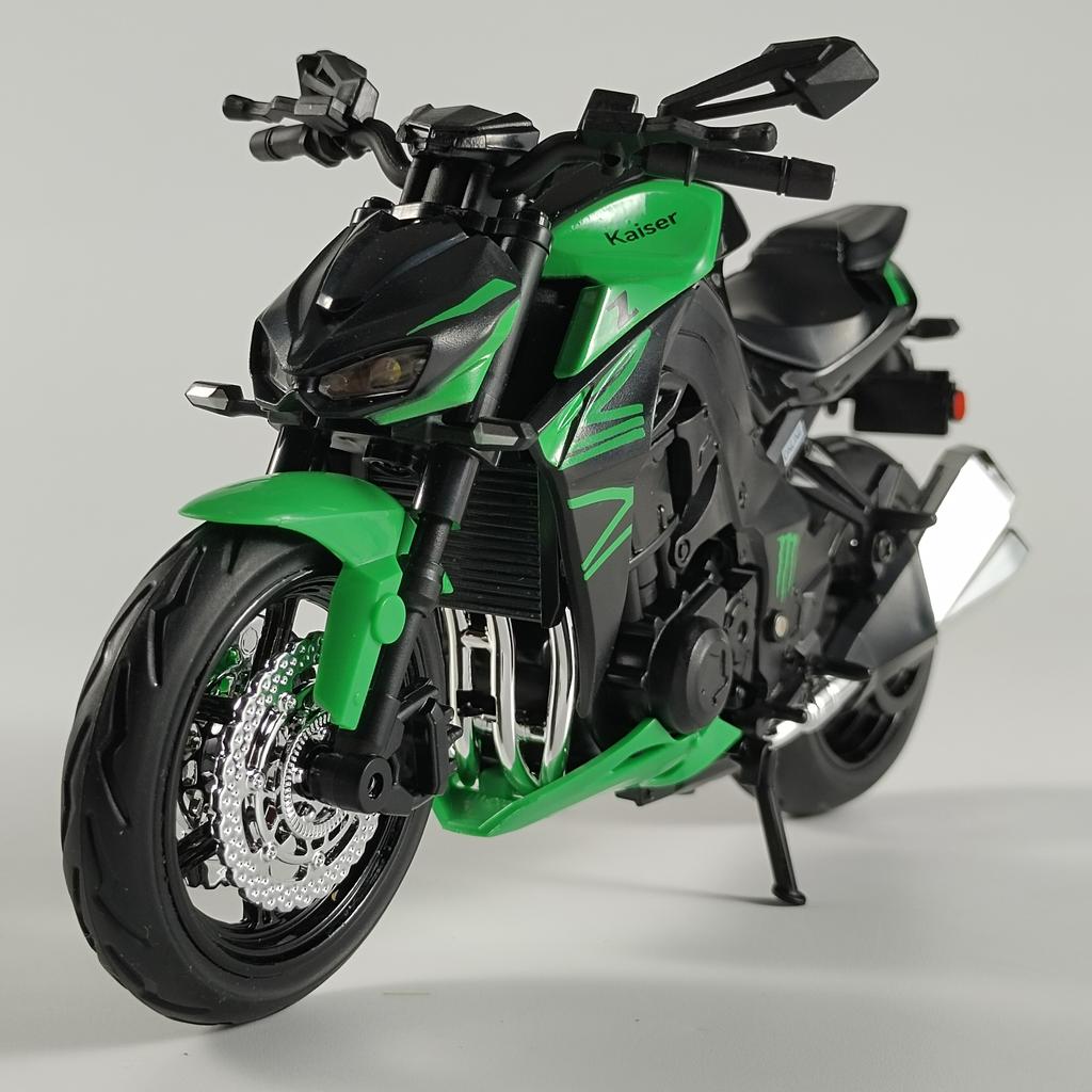 1/12 Scale Kawasaki Z1000 Street Cars Motorcycle Diecast Model Car Alloy Metal Shock Absorption Sound Light Simulation Motors for Boys