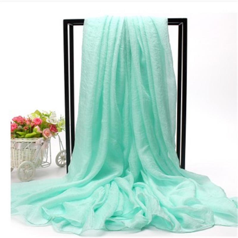 Очень большой искусственный шелковый шарф, однотонный шелковый шарф, пляжное полотенце на берегу моря, длинный весенне-осенний женский газовый шарф, шифоновый шарф для женщин