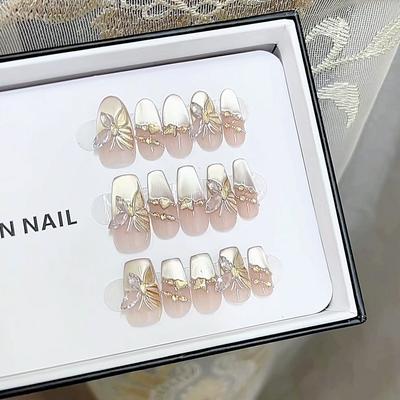 Чистый ручной работы фототерапевтический нейл-арт Золотая осень Носимый ноготь Готовый ноготь Кошачий глаз Нейл-арт Патч Демонстрирующий белизну