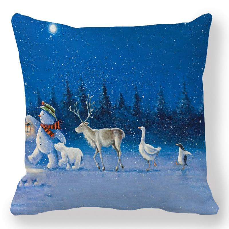 45X45CM Рождественские наволочки Чехлы для подушек Украшение Веселые рождественские украшения для дома Санта-Лось Диван Украшения Чехлы для подушек Navidad