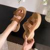 Thick Bottom Heightening Beach Boken Slippers Women's 2025 Summer New Retro Versatile Casual Soft Bottom One-word Cool Slippers