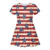 Summer Casual Loose Print Sweet Girl Short-sleeved Princess Independence Day Dress