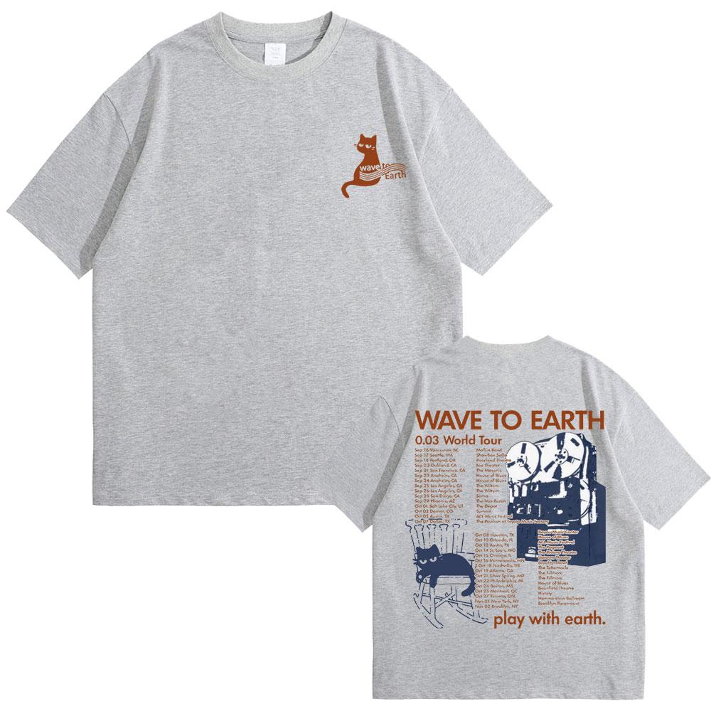 Wave To Earth Cat 0.03 Мировой тур Футболка Унисекс Унисекс Корейский модный тренд Футболка Унисекс Хлопковые футболки оверсайз Y2k Уличная одежда