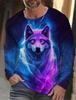Винтажная мужская футболка с длинным рукавом, рубашки с 3d принтом, модная одежда с изображением животных и волка, топы с рукавами, мужские уличные топы большого размера
