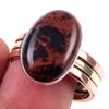 Natural Mahogany Obsidian Gemstone 925 Sterling Silver Two Tone Ring S.10 C3O83