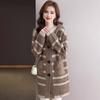 Women Knitting Coat Hooded Long Sleeve Striped Print Sweater Coat with Pockets Loose