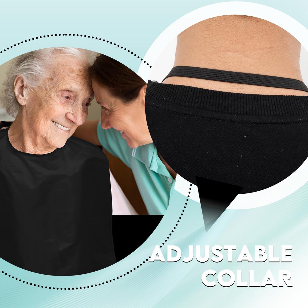 2Pcs Adult Bibs for Elderly Elastic Waterproof Dining Clothing Protectors Reusable Apron with Crumb Catcher for Special Needs