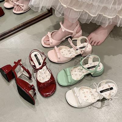 Маленькие французские толстые босоножки на высоком каблуке женские новые летние с юбками универсальные сказочные сандалии женские