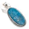 Neon Blue Apatite Gemstone 925 Sterling Silver Jewelry Pendant 2.44"