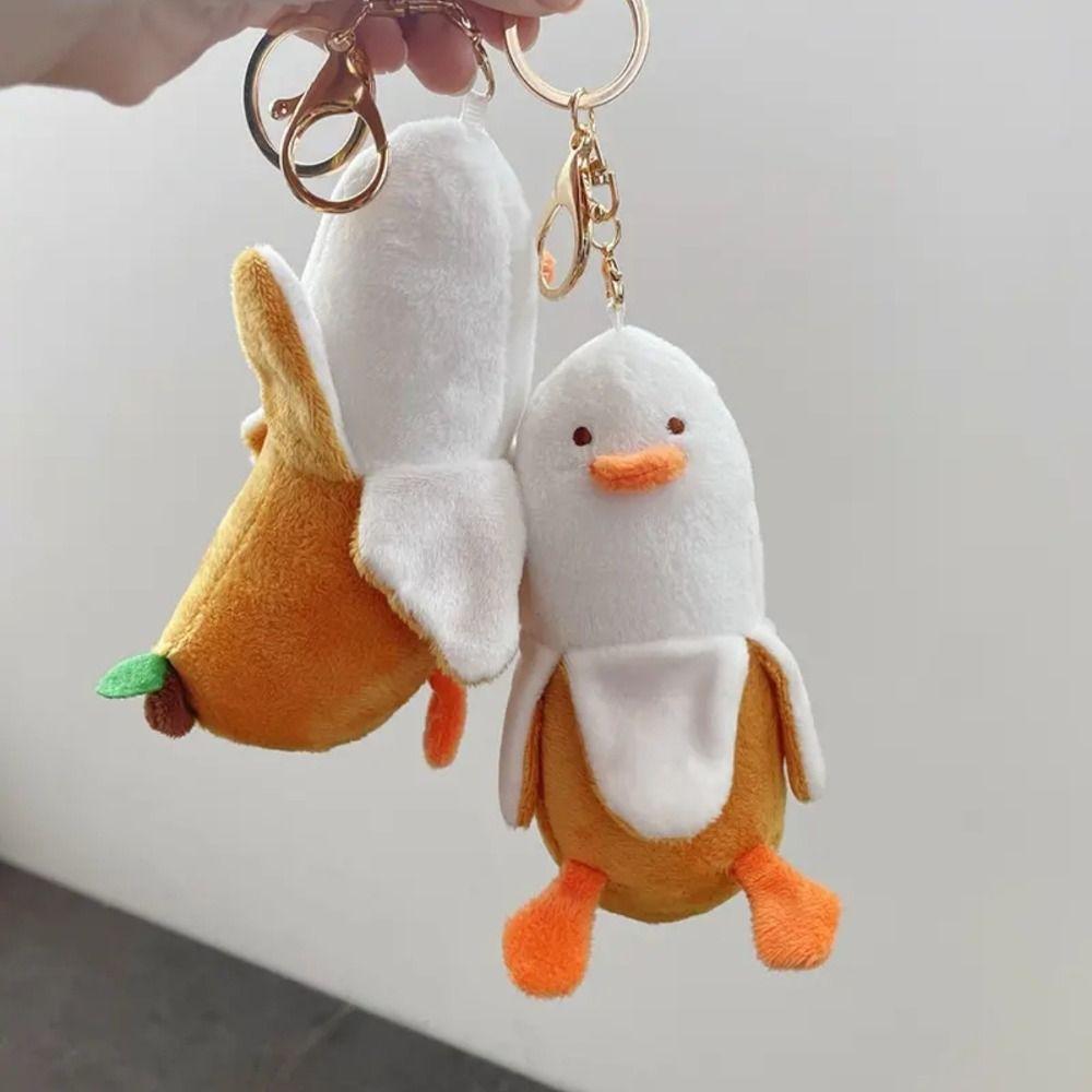 Peeled Banana Duck Banana Duck Pendant Down Cotton Backpack Charm Plush Toy Room Decoration