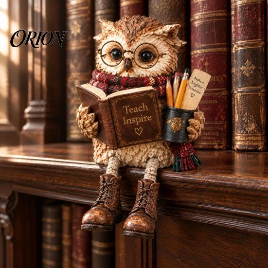Подарки на новоселье для друзей Книголюб Сова Фигурка-сиделка на полку, Статуэтка читающего человека из смолы, Уютный декор для домашнего офиса Настольное украшение в стиле кантри