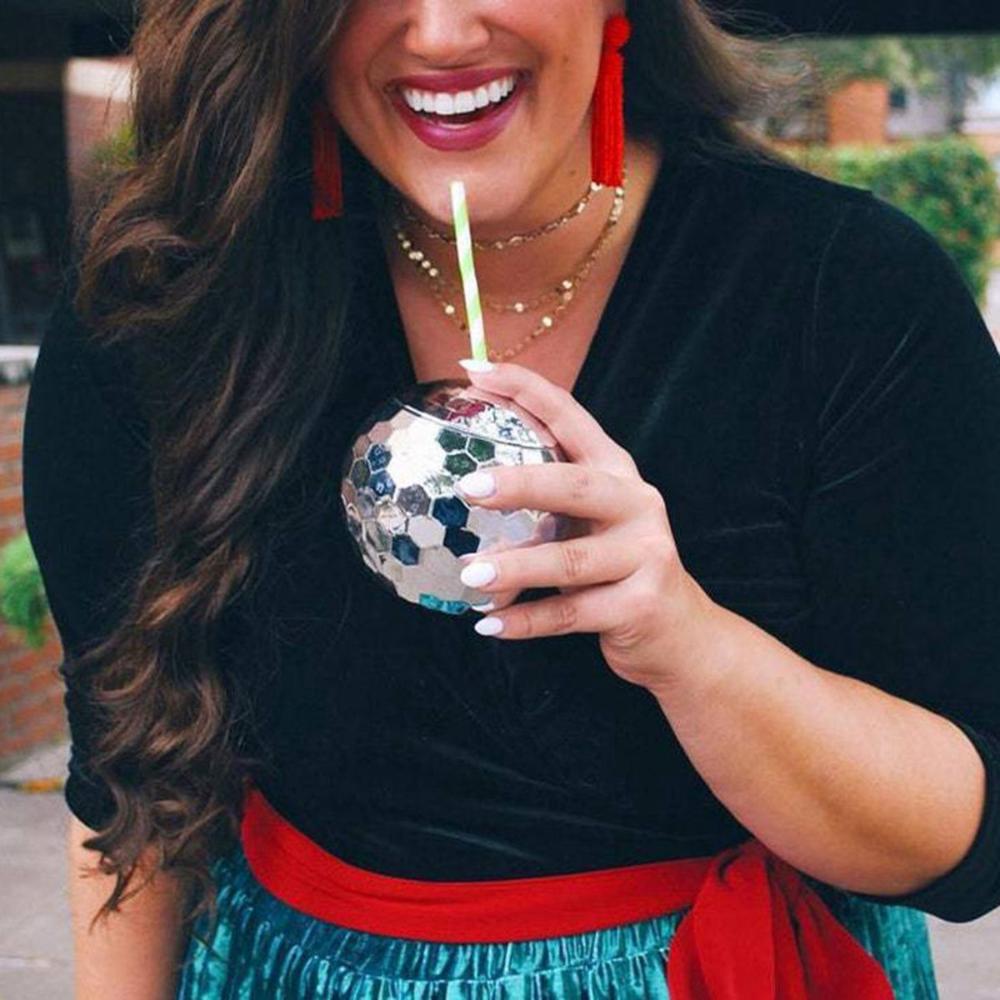 Drink with Straw Flashlight Glitter Cocktail Disco Ball Cup Wine Goblets Bar Tools