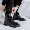 Модные мужские ботинки, зимние теплые, плюшевые, повседневные, кожаные ботинки, модные, в британском стиле, нескользящие, на толстой подошве, высокие, моторизованные ботинки
