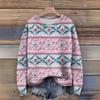 Long Sleeve Pullover Sweaters For Women O Neck Casual Cute Printing Knit Oversized Sweater
