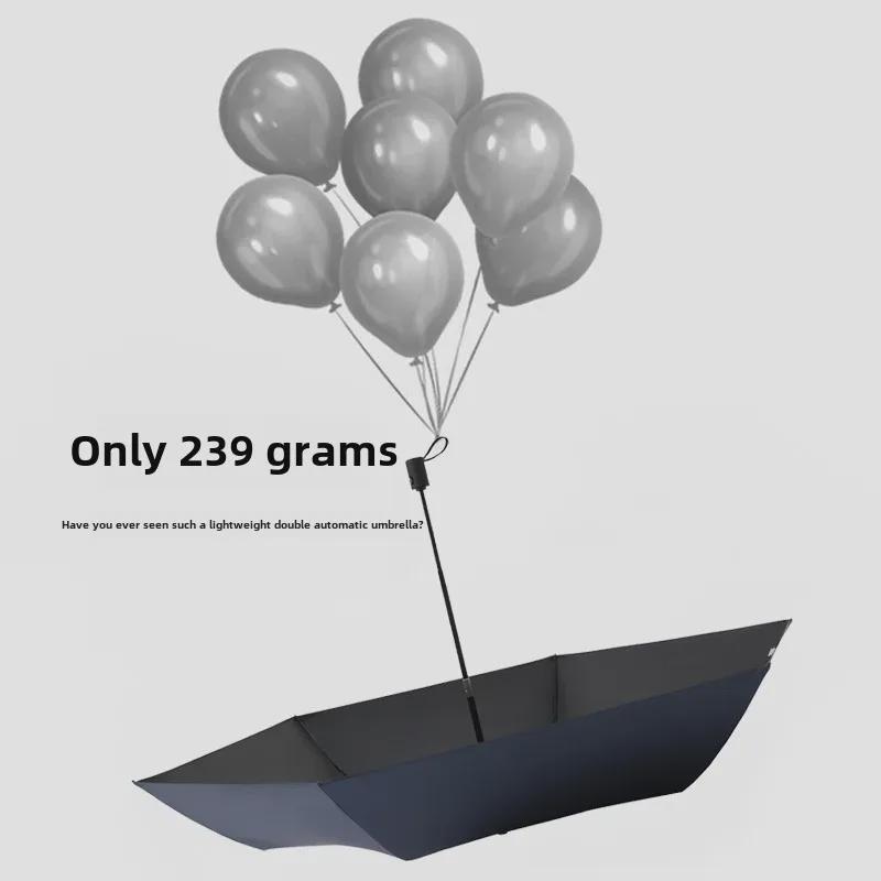 Сверхлегкий автоматический зонт длиной 108 см — двойного назначения, черный клей, защита от УФ-излучения, UPF50+, для солнца и дождя, компактный дизайн.