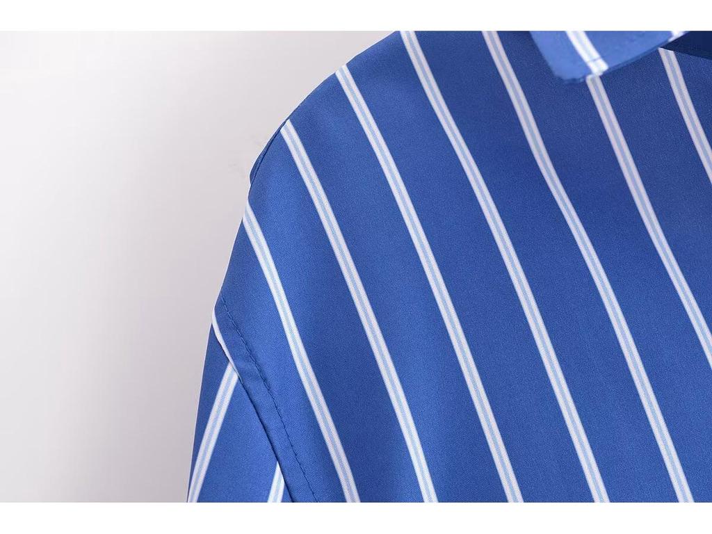 Зимняя женская полосатая рубашка с рукавами «летучая мышь» в европейском и американском стиле 2024