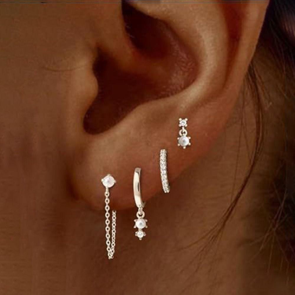 No Tarnish Pearl Drop Earrings Dainty Design Dangle Huggie Hoops Fashion Accessory