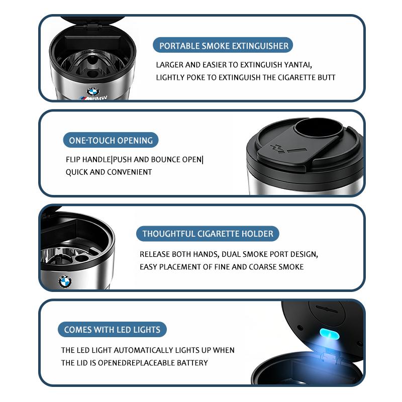 Universal Portable Car Stainless Steel Ashtray Cup Holder For BMW M3 M5 X3 E93 F10 F20 F30 F40 F15 F25 F26 F31 F49 F86 VM4