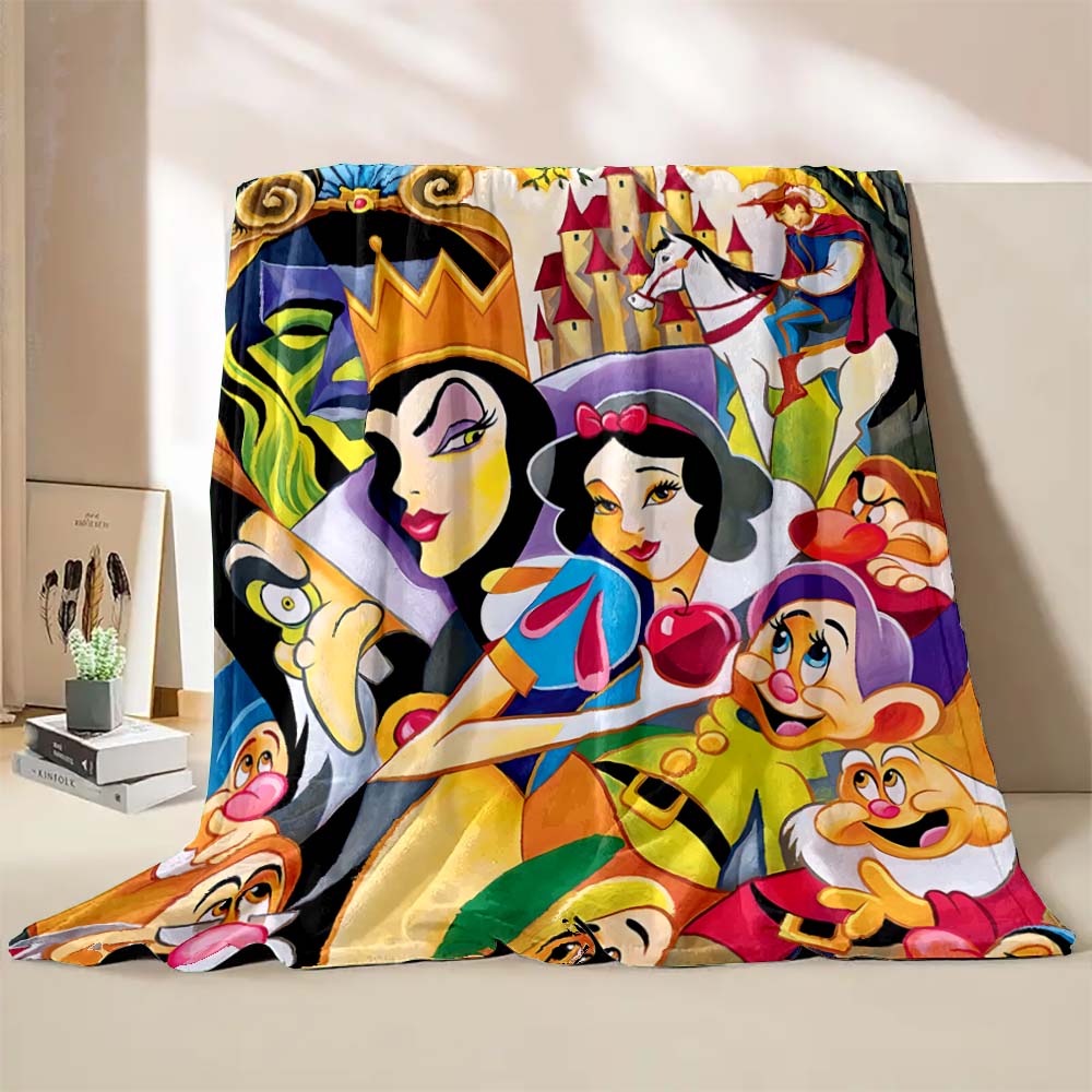 Classic Snow White and The Seven Dwarfs Printed Blanket Gift for Daughter LivingRoom Sofa Bedroom Chair Decor Blanket Multi-Size