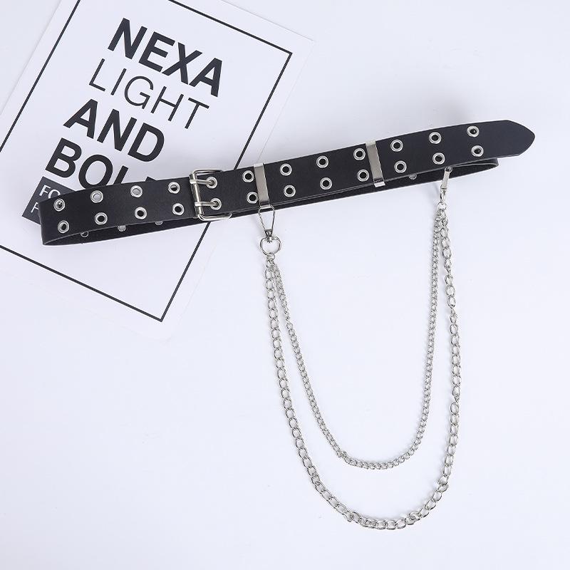 Chic Women's Double Eyelet Belt - European & American Fashion, Korean Style, Elegant All-Match Accessory