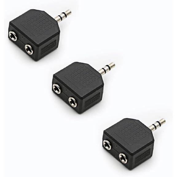 3.5mm Headphone Y Splitter, Gold Plated 3.5mm 1/8 inch Male to Dual Female Stereo Jack Adapter Converter,3-Pack