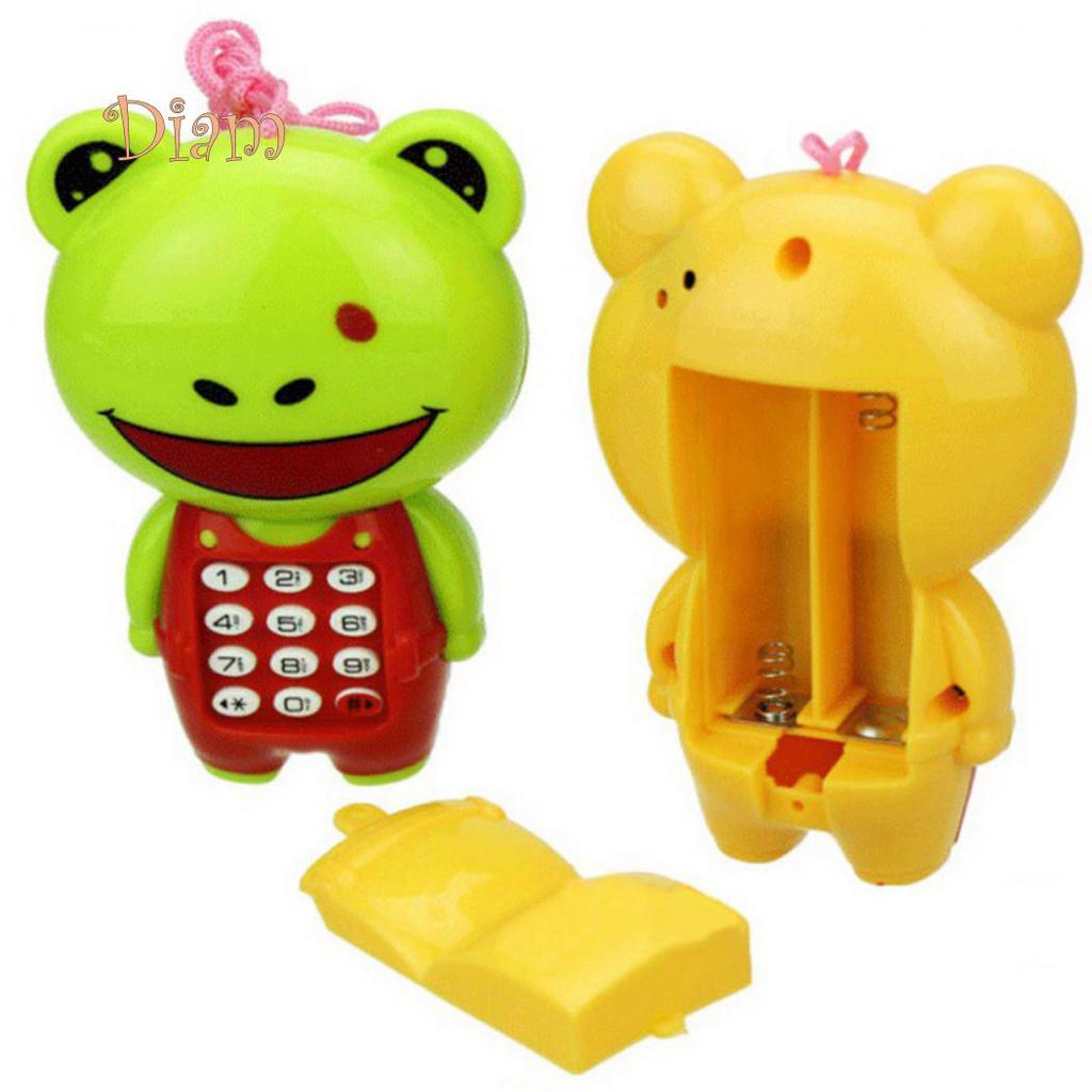 OBS Toy Product Cartoon Frog Animal LED Music Mobile Phone with Lanyard Educational Kids