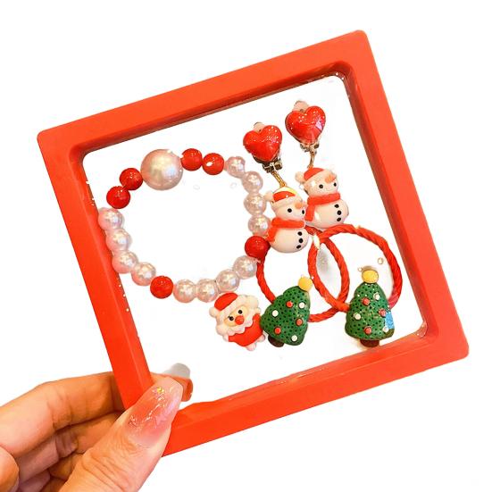 Набор из 5 шт./компл. Рождественский браслет, серьги, набор для рукоделия, детский красочный браслет из бусин ручной работы, шарм в виде Санта-Клауса, оленя, елки, ювелирное украшение, праздничный подарок