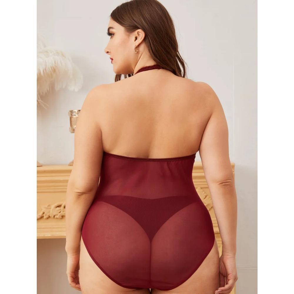 Большой размер Новое горячее сексуальное нижнее белье Женский кружевной прозрачный комплект бюстгальтера Эротические костюмы Платье с глубоким V вырезом Боди Нижнее белье