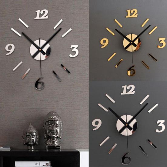 Modern Numbers DIY Adhesive Wall Clock Sticker Living Room Office Hanging Decor