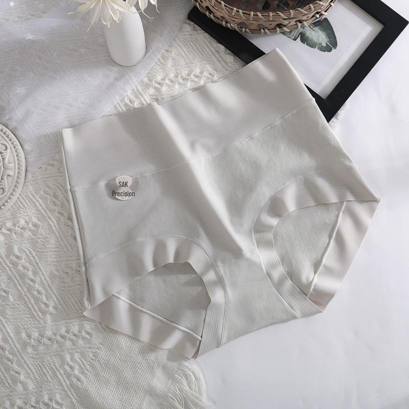 Женские бесшовные трусы с высокой талией — размер L, чистый длинноволокнистый хлопок класса 5А из Синьцзяна, антибактериальный и дышащий.