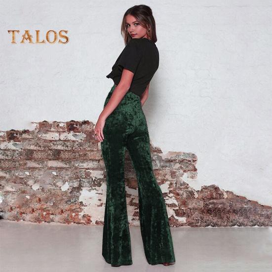 Женские расклешенные брюки, эластичные, с высокой талией, однотонные, широкие брюки, приподнятые до бедер, бархатные, рабочие брюки для отдыха, повседневная одежда