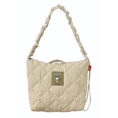 Snoopy SNOOPY 2Way Quilt Большая сумка на плечо Бежевая
