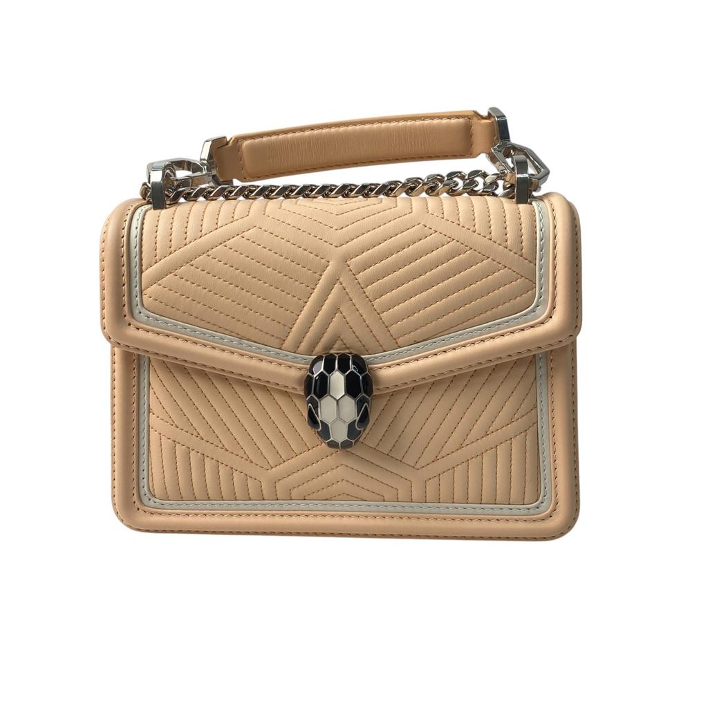 Б/у Розовая кожаная женская сумка через плечо BVLGARI