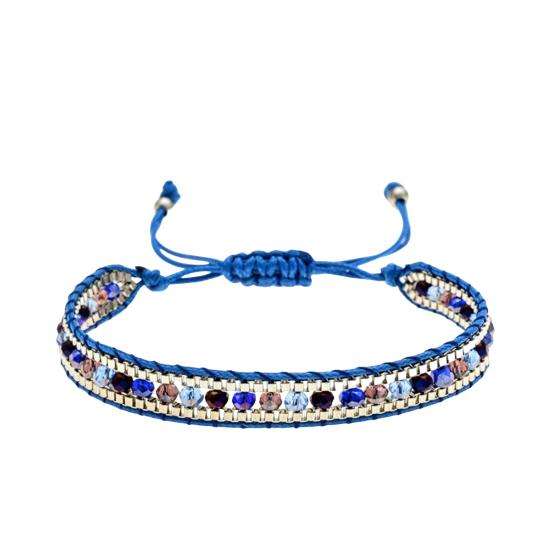 Women Bracelet Adjustable Braided Rope Faux Crystal Vintage Ethnic Style Hollow Out Wrist