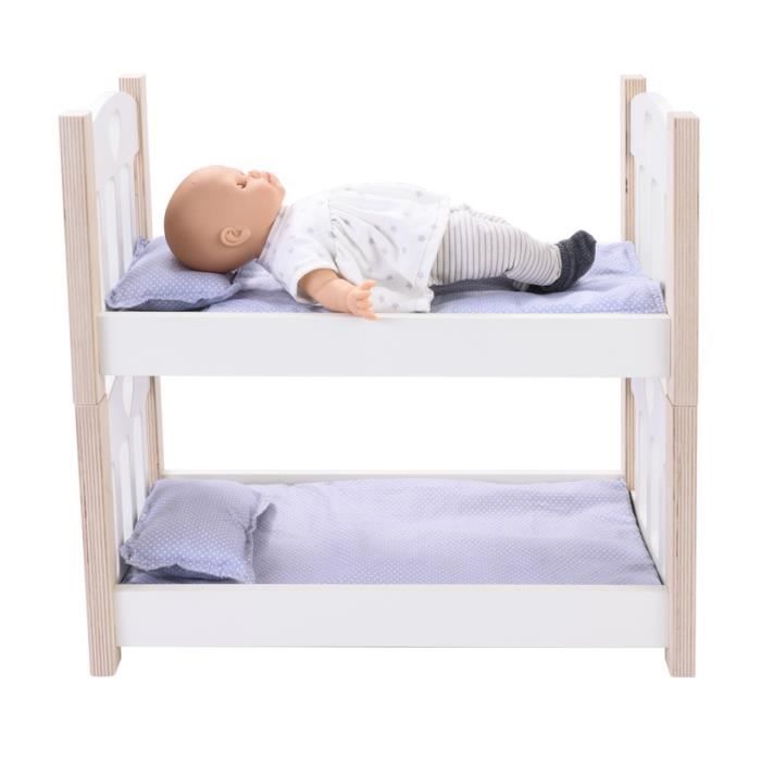 Lits superposés - Engelhart - 606010 - Bois massif - 2 places - Gris et blanc