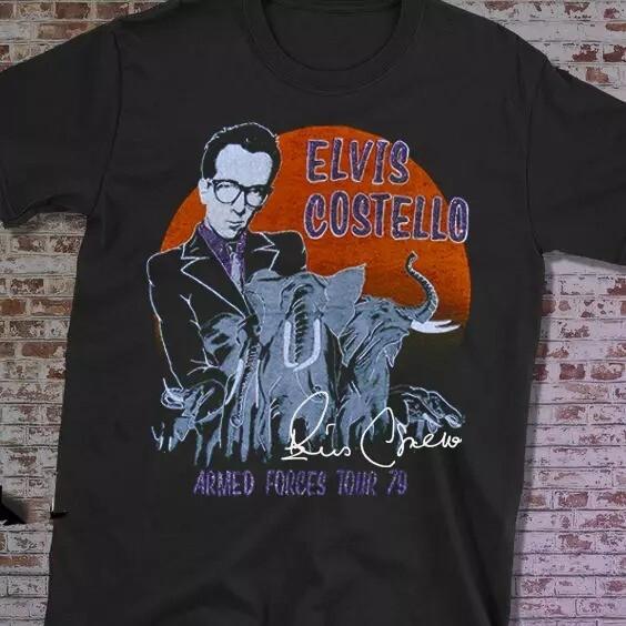 ELVIS COSTELLO Armed Forces Tour Black Unisex Reprint Shirt S-5XL