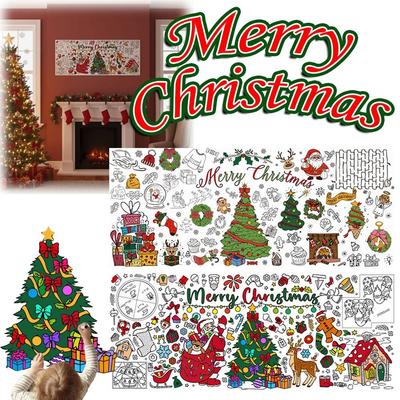 Милый Большой Рождественский Плакат-Раскраска для Детей Бумага для Рисования Сделай Сам Дудл Скатерть Рождественский Баннер для Раскрашивания Детские Рождественские Подарки
